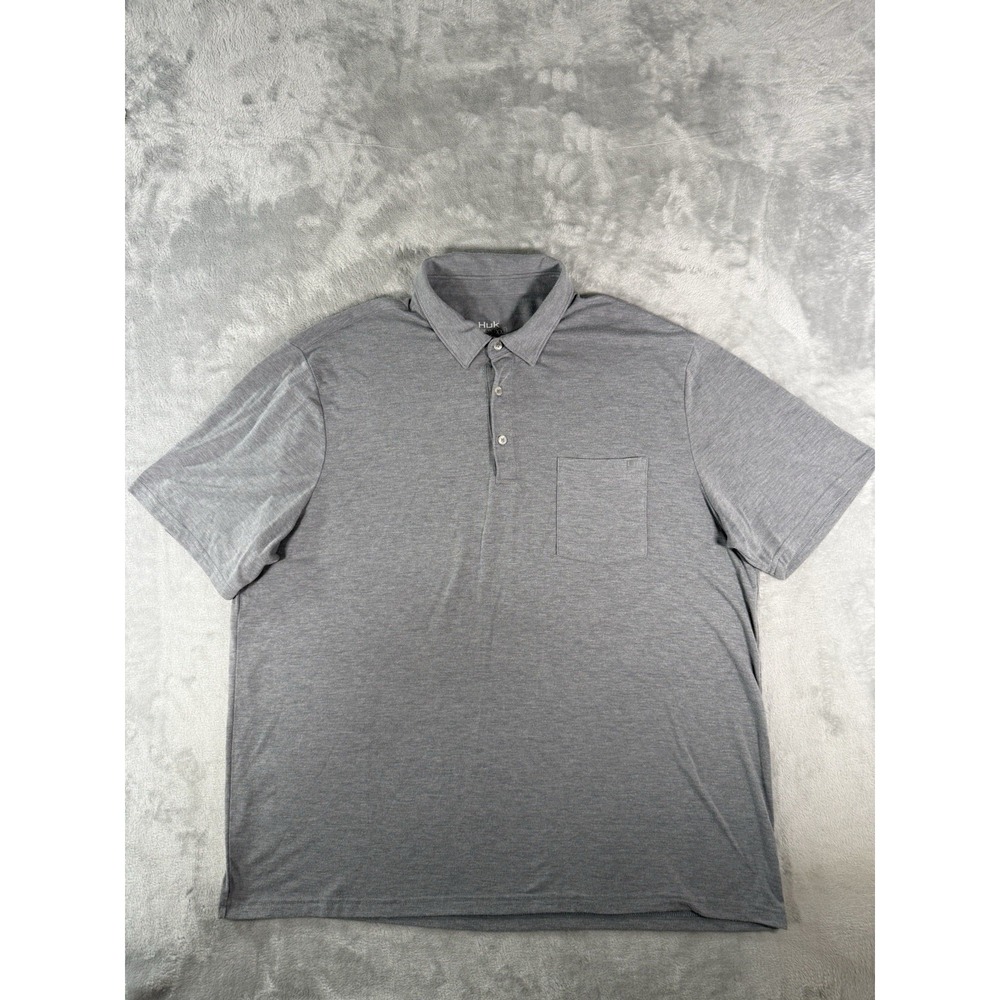 Huk Shirt Men's 2XL Grey Waypoint Fishing Performance Polo